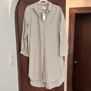 Maeve Beige Plaid Button Down Shirt